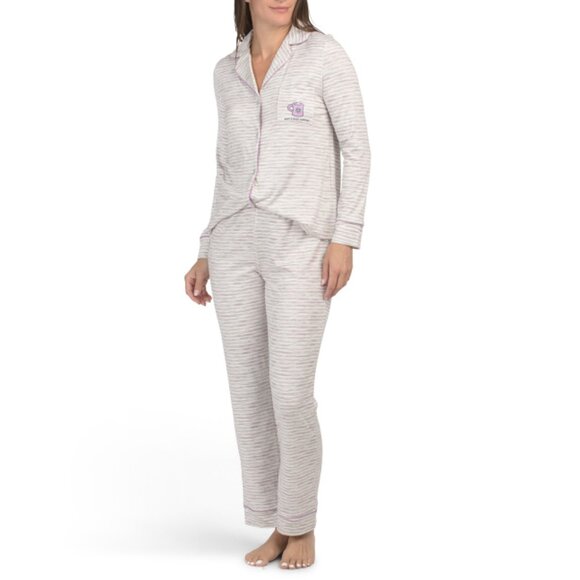 LIFE IS GOOD Grey Coffee Time Long Sleeve Top And Pants Pajama Set - Picture 1 of 2